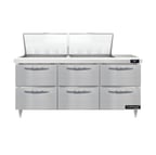 image of Continental Refrigerator D72N24M-D 72" Mega Top Sandwich Prep Table w/ 6 Drawers, 24 pans