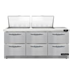 image of Continental Refrigerator D72N24M-FB-D 72" Mega Top Sandwich Prep Table w/ 6 Drawers, 24 pans