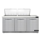 image of Continental Refrigerator D72N24M-FB 72" Mega Top Sandwich Prep Table w/ 3 Doors, 24 pans