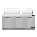 image of Continental Refrigerator D72N27M-FB 72" Mega Top Sandwich Prep Table w/ 3 Doors, 27 pans