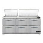 image of Continental Refrigerator D72N30M-FB-D 72" Mega Top Sandwich Prep Table w/ 6 Drawers, 30 pans