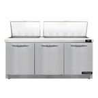 image of Continental Refrigerator D72N30M-FB 72" Mega Top Sandwich Prep Table w/ 3 Doors, 30 pans