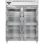 image of Continental Refrigerator D2FENSAGDHD 57" Two Section Reach-In Freezer w/ 4 Half Glass Doors, Stainless Steel Exterior, 52 cu. ft.
