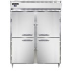 image of Continental Refrigerator D2RESNHD 57" Two Section Reach-In Refrigerator w/ 4 Solid Half Doors, Stainless Steel Front Aluminum Exterior, 40 cu. ft.