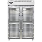 image of Continental Refrigerator D2RSNGDHD 52" Two Section Reach-In Refrigerator w/ 4 Glass Half Doors, Stainless Steel Front Aluminum Exterior, 32 cu. ft.