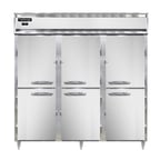 image of Continental Refrigerator DL3F-SA-PT-HD 78" Three Section Pass-Thru Freezer w/ 12 Half Solid Doors, Stainless Steel Exterior, 70 cu. ft.