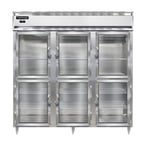 image of Continental Refrigerator DL3F-SS-GD-HD 78" Three Section Reach-In Freezer w/ 6 Half Glass Doors, All Stainless Steel, 72 cu. ft.