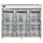 image of Continental Refrigerator DL3FE-SA-GD-HD 85" Three Section Reach-In Freezer w/ 6 Half Glass Doors, Stainless Steel Exterior, 73 cu. ft.