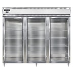 image of Continental Refrigerator DL3FE-SA-GD 85" Three Section Reach-In Freezer w/ 3 Glass Doors, Stainless Steel Exterior, 73 cu. ft.