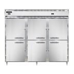 image of Continental Refrigerator DL3RFFES-SS-HD 85" 3-Section Reach-In Refrigerator/Freezer Combo w/ 6 Half Solid Doors