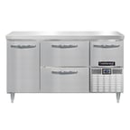 image of Continental Refrigerator DFA60NSS-D 60" 3-Section Worktop Freezer w/ 4 Drawers & 1 Half Door