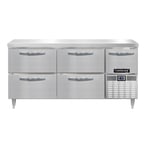 image of Continental Refrigerator DFA68NSS-D 68" 3-Section Worktop Freezer w/ 4 Drawers & 1 Half Door