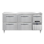 image of Continental Refrigerator DRA68NSS-D 68" Worktop Refrigerator w/ 4 Drawers & 1 Half Door
