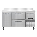 image of Continental Refrigerator FA60SNBS-D 60" 2-Section Worktop Freezer w/ 4 Drawers & 1 Half Door