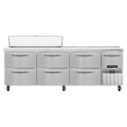 image of Continental Refrigerator RA93N12-D 93" Sandwich / Salad Prep Table w/ 6 Drawers & 1 Door, 12 Pans