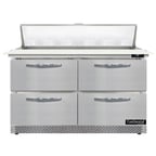 image of Continental Refrigerator SW48N12C-FB-D 48" Two Section Sandwich / Salad Prep Table w/ 4 Drawers, 12 Pans