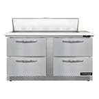 image of Continental Refrigerator SW60N12C-FB-D 60" Sandwich / Salad Prep Table w/ 4 Drawers, 12 Pans
