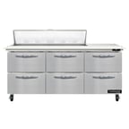image of Continental Refrigerator SW72N12C-D 72" Sandwich / Salad Prep Table w/ 6 Drawers, 12 Pans