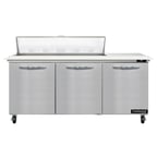 image of Continental Refrigerator SW72N12C 72" Sandwich / Salad Prep Table w/ 3 Doors, 12 Pans