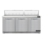 image of Continental Refrigerator SW72N18-FB 72" Sandwich / Salad Prep Table w/ 3 Doors, 18 Pans