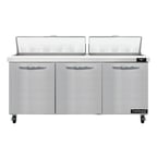 image of Continental Refrigerator SW72N18 72" Sandwich / Salad Prep Table w/ 3 Doors, 18 Pans