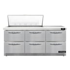 image of Continental Refrigerator SW72N18M-FB-D 72" Mega Top Sandwich Prep Table w/ 6 Drawers, 18 pans