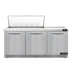 image of Continental Refrigerator SW72N18M-FB 72" Mega Top Sandwich Prep Table w/ 3 Doors, 18 pans