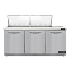image of Continental Refrigerator SW72N24M-FB 72" Mega Top Sandwich Prep Table w/ 3 Doors, 24 pans