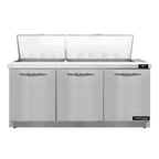 image of Continental Refrigerator SW72N27M-FB 72" Mega Top Sandwich Prep Table w/ 3 Doors, 27 pans