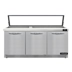 image of Continental Refrigerator SW72N30M-HGL-FB 72" Mega Top Sandwich Prep Table w/ 3 Doors, 30 pans