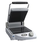 image of Cadco CPG-10F 13" Single Glass/Ceramic Clamshell Grill w/ Smooth Black Plates, 120V