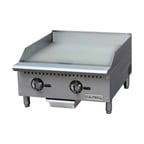 image of Culitek CULCTG24TNG 24" Countertop Thermostatic Gas Griddle with 1" Steel  Plate, 60.000 BTU