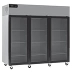 image of Delfield GBR3P-G 83" 3-Section Reach-In Refrigerator w/ 3 Glass Doors, 71 cu. ft., Top-Mount