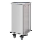 image of Dinex DXPTQC1T1D8 Stainless Steel 8 Trays TQ Compact Meal Delivery Cart w/ 1 Door