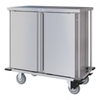 image of Dinex DXPTQC1T2D12 Stainless Steel 12 Trays TQ Compact Meal Delivery Cart w/ 2 Doors