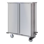 image of Dinex DXPTQC1T2D18 Stainless Steel 18 Trays TQ Compact Meal Delivery Cart w/ 2 Doors