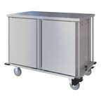 image of Dinex DXPTQC2T2D24 Stainless Steel 24 Trays TQ Compact Meal Delivery Cart w/ 2 Doors