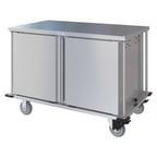 image of Dinex DXPTQC2T2DPT20 Stainless Steel 20 Trays TQ Compact Meal Delivery Cart w/ 2 Doors