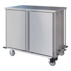 image of Dinex DXPTQC2T2DPT28 Stainless Steel 28 Trays TQ Compact Meal Delivery Cart w/ 2 Doors
