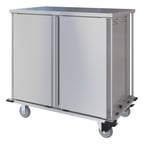 image of Dinex DXPTQC2T2DPT32 Stainless Steel 32 Trays TQ Compact Meal Delivery Cart w/ 2 Doors