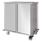 image of Dinex DXPTQC2T2DPT36 Stainless Steel 36 Trays TQ Compact Meal Delivery Cart w/ 2 Doors