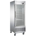 image of Dukers Appliance Co D28R-GS1 One Section Reach-In Refrigerator w/ Glass Full Door, Bottom Mount, Stainless Steel, 18 cu. ft.