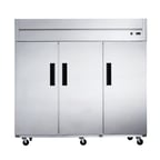 image of Dukers Appliance Co D83AF 82" Three Section Reach-In Freezer w/ 3 Solid Doors, Top Mount, 66 cu. ft.