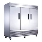image of Dukers Appliance Co D83F 82" Three Section Reach-In Freezer w/ 3 Solid Doors, Bottom Mount, 65 cu. ft.