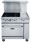 image of Dukers Appliance Co DCR36-4B12GM 36" Gas Restaurant Range w/ (4) Open Burners, 12" Griddle, (1) Standard Oven, 195.000 BTU 