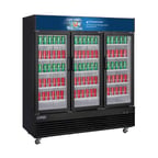 image of Dukers Appliance Co DSM-69R 78" Three Glass Door Merchandiser Refrigerator in Black, 69.5 cu. ft.