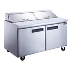image of Dukers Appliance Co DSP60-16-S2 60" Two Section Sandwich/Salad Prep Table w/ 2 Doors, 16 Pans