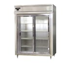 image of Continental Refrigerator D2RENSASGD 57" Two Section Reach-In Refrigerator w/ 2 Sliding Glass Doors, Stainless Steel Exterior, 52 cu. ft.