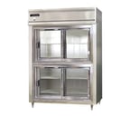 image of Continental Refrigerator D2RENSSSGDHD 57" Two Section Reach-In Refrigerator w/ 4 Sliding Half Glass Doors, All Stainless Steel, 52 cu. ft.