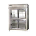 image of Continental Refrigerator D2RESNSASGDHD 57" Two Section Reach-In Refrigerator w/ 4 Sliding Half Glass Doors, Stainless Steel Exterior, 40 cu. ft.